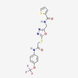 N-[[5-[2-oxo-2-[4-(trifluoromethoxy)anilino]ethyl]sulfanyl-1,3,4-oxadiazol-2-yl]methyl]thiophene-2-carboxamide