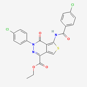 molecular formula C22H15Cl2N3O4S B2638638 5-[(4-氯苯甲酰基)氨基]-3-(4-氯苯基)-4-氧代噻吩并[3,4-d]哒嗪-1-羧酸乙酯 CAS No. 851950-44-2