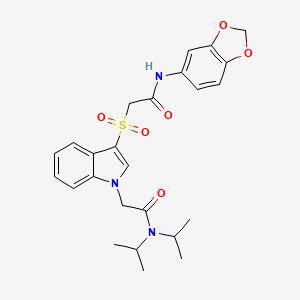molecular formula C25H29N3O6S B2638640 2-(3-((2-(benzo[d][1,3]dioxol-5-ylamino)-2-oxoethyl)sulfonyl)-1H-indol-1-yl)-N,N-diisopropylacetamide CAS No. 894026-13-2