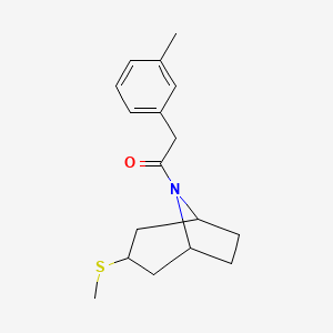 molecular formula C17H23NOS B2638642 1-((1R,5S)-3-(methylthio)-8-azabicyclo[3.2.1]octan-8-yl)-2-(m-tolyl)ethanone CAS No. 1795490-74-2