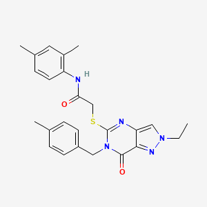 molecular formula C25H27N5O2S B2638646 N-(2,4-二甲苯基)-2-((2-乙基-6-(4-甲基苄基)-7-氧代-6,7-二氢-2H-吡唑并[4,3-d]嘧啶-5-基)硫代)乙酰胺 CAS No. 894920-84-4