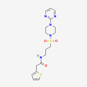 molecular formula C17H23N5O3S2 B2638647 N-(3-((4-(pyrimidin-2-yl)piperazin-1-yl)sulfonyl)propyl)-2-(thiophen-2-yl)acetamide CAS No. 1021248-39-4
