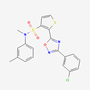 molecular formula C20H16ClN3O3S2 B2638648 2-[3-(3-氯苯基)-1,2,4-恶二唑-5-基]-N-甲基-N-(3-甲基苯基)噻吩-3-磺酰胺 CAS No. 1251584-51-6