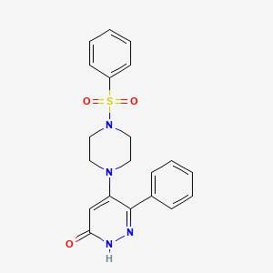 molecular formula C20H20N4O3S B2638652 6-苯基-5-[4-(苯磺酰)哌嗪基]-3(2H)-吡哒嗪酮 CAS No. 477872-20-1