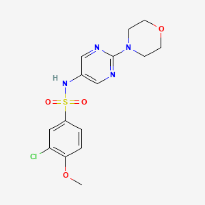 molecular formula C15H17ClN4O4S B2638654 3-chloro-4-methoxy-N-(2-morpholinopyrimidin-5-yl)benzenesulfonamide CAS No. 1396807-13-8