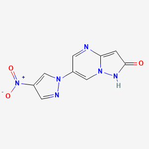 molecular formula C9H6N6O3 B2638656 6-(4-nitro-1H-pyrazol-1-yl)pyrazolo[1,5-a]pyrimidin-2(1H)-one CAS No. 482573-96-6