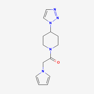 molecular formula C13H17N5O B2638661 1-(4-(1H-1,2,3-triazol-1-yl)piperidin-1-yl)-2-(1H-pyrrol-1-yl)ethanone CAS No. 1798489-87-8