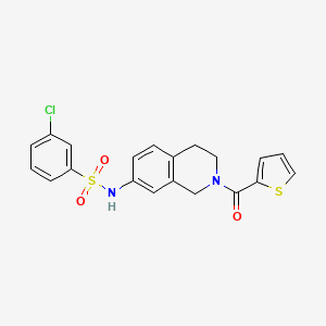 molecular formula C20H17ClN2O3S2 B2638677 3-chloro-N-(2-(thiophene-2-carbonyl)-1,2,3,4-tetrahydroisoquinolin-7-yl)benzenesulfonamide CAS No. 955725-49-2