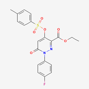 molecular formula C20H17FN2O6S B2638685 Ethyl 1-(4-fluorophenyl)-6-oxo-4-(tosyloxy)-1,6-dihydropyridazine-3-carboxylate CAS No. 900008-19-7