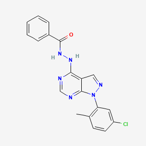 molecular formula C19H15ClN6O B2638693 N'-[1-(5-chloro-2-methylphenyl)-1H-pyrazolo[3,4-d]pyrimidin-4-yl]benzohydrazide CAS No. 881073-19-4