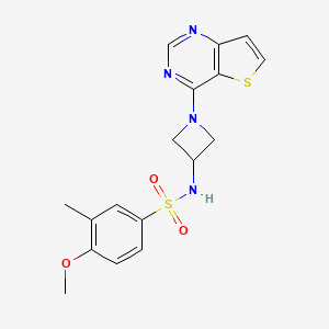 molecular formula C17H18N4O3S2 B2638702 4-Methoxy-3-methyl-N-(1-thieno[3,2-d]pyrimidin-4-ylazetidin-3-yl)benzenesulfonamide CAS No. 2415490-93-4