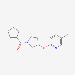 molecular formula C16H22N2O2 B2638719 2-[(1-cyclopentanecarbonylpyrrolidin-3-yl)oxy]-5-methylpyridine CAS No. 1904029-76-0