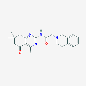 molecular formula C22H26N4O2 B263872 2-(3,4-dihydro-2(1H)-isoquinolinyl)-N-(4,7,7-trimethyl-5-oxo-5,6,7,8-tetrahydro-2-quinazolinyl)acetamide 
