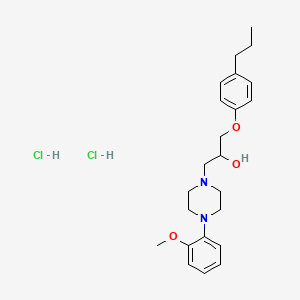 molecular formula C23H34Cl2N2O3 B2638722 1-(4-(2-Methoxyphenyl)piperazin-1-yl)-3-(4-propylphenoxy)propan-2-ol dihydrochloride CAS No. 1216496-25-1
