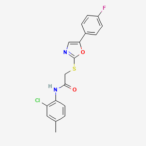 molecular formula C18H14ClFN2O2S B2638727 N-(2-chloro-4-methylphenyl)-2-((5-(4-fluorophenyl)oxazol-2-yl)thio)acetamide CAS No. 1040658-14-7
