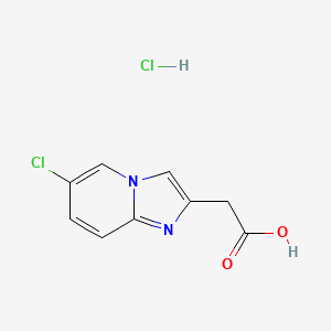 molecular formula C9H8Cl2N2O2 B2638728 2-(6-氯咪唑并[1,2-a]吡啶-2-基)乙酸盐酸盐 CAS No. 1216521-67-3
