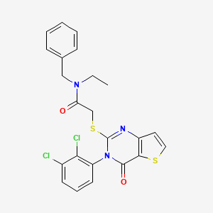 molecular formula C23H19Cl2N3O2S2 B2638732 N-苄基-2-((3-(2,3-二氯苯基)-4-氧代-3,4-二氢噻吩并[3,2-d]嘧啶-2-基)硫代)-N-乙基乙酰胺 CAS No. 1787906-07-3