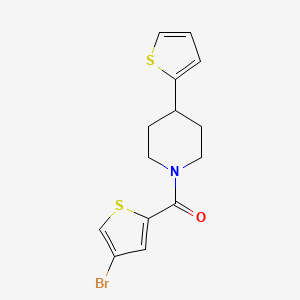 molecular formula C14H14BrNOS2 B2638748 (4-Bromothiophen-2-yl)(4-(thiophen-2-yl)piperidin-1-yl)methanone CAS No. 1797617-90-3