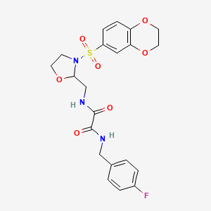 N1-((3-((2,3-dihydrobenzo[b][1,4]dioxin-6-yl)sulfonyl)oxazolidin-2-yl)methyl)-N2-(4-fluorobenzyl)oxalamide