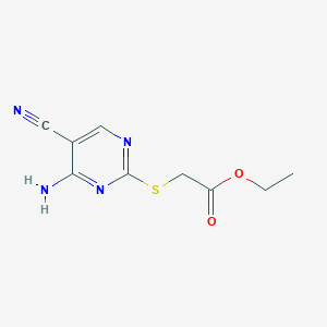 molecular formula C9H10N4O2S B2638774 Ethyl 2-((4-amino-5-cyanopyrimidin-2-yl)thio)acetate CAS No. 937601-32-6