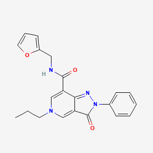 molecular formula C21H20N4O3 B2638779 N-(furan-2-ylmethyl)-3-oxo-2-phenyl-5-propyl-3,5-dihydro-2H-pyrazolo[4,3-c]pyridine-7-carboxamide CAS No. 921578-06-5