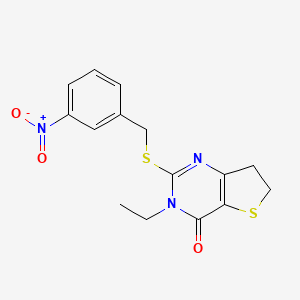 3-Ethyl-2-[(3-nitrophenyl)methylsulfanyl]-6,7-dihydrothieno[3,2-d]pyrimidin-4-one