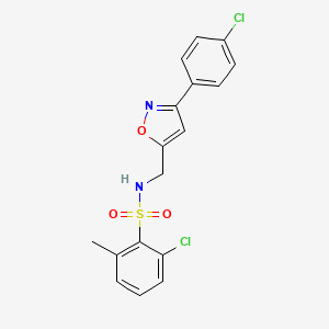 molecular formula C17H14Cl2N2O3S B2638784 2-chloro-N-{[3-(4-chlorophenyl)-5-isoxazolyl]methyl}-6-methylbenzenesulfonamide CAS No. 343372-83-8