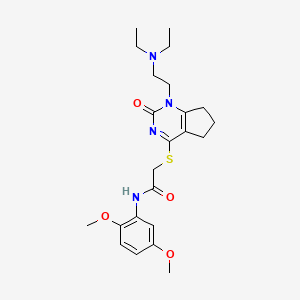 molecular formula C23H32N4O4S B2638789 2-((1-(2-(二乙氨基)乙基)-2-氧代-2,5,6,7-四氢-1H-环戊[d]嘧啶-4-基)硫代)-N-(2,5-二甲氧基苯基)乙酰胺 CAS No. 898451-73-5