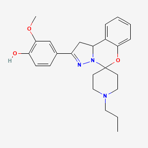 molecular formula C24H29N3O3 B2638793 2-Methoxy-4-(1'-propyl-1,10b-dihydrospiro[benzo[e]pyrazolo[1,5-c][1,3]oxazine-5,4'-piperidin]-2-yl)phenol CAS No. 840474-16-0