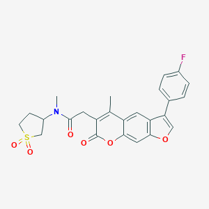 molecular formula C25H22FNO6S B263880 N-(1,1-dioxidotetrahydro-3-thienyl)-2-[3-(4-fluorophenyl)-5-methyl-7-oxo-7H-furo[3,2-g]chromen-6-yl]-N-methylacetamide 