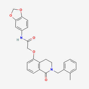 molecular formula C26H24N2O5 B2638816 N-(benzo[d][1,3]dioxol-5-yl)-2-((2-(2-methylbenzyl)-1-oxo-1,2,3,4-tetrahydroisoquinolin-5-yl)oxy)acetamide CAS No. 850908-72-4