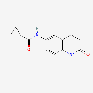 molecular formula C14H16N2O2 B2638818 N-(1-methyl-2-oxo-1,2,3,4-tetrahydro-6-quinolinyl)-1-cyclopropanecarboxamide CAS No. 922053-92-7