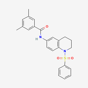 molecular formula C24H24N2O3S B2638831 N-[1-(benzenesulfonyl)-3,4-dihydro-2H-quinolin-6-yl]-3,5-dimethylbenzamide CAS No. 941961-09-7