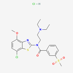 molecular formula C22H27Cl2N3O4S2 B2638835 盐酸N-(7-氯-4-甲氧基苯并[d]噻唑-2-基)-N-(2-(二乙氨基)乙基)-3-(甲磺酰基)苯甲酰胺 CAS No. 1216473-01-6