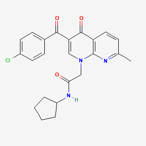 molecular formula C23H22ClN3O3 B2638840 2-(3-(4-chlorobenzoyl)-7-methyl-4-oxo-1,8-naphthyridin-1(4H)-yl)-N-cyclopentylacetamide CAS No. 894913-74-7