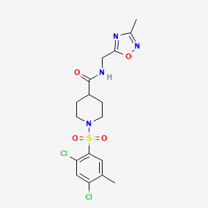 molecular formula C17H20Cl2N4O4S B2638844 1-((2,4-dichloro-5-methylphenyl)sulfonyl)-N-((3-methyl-1,2,4-oxadiazol-5-yl)methyl)piperidine-4-carboxamide CAS No. 1334368-75-0