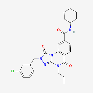 molecular formula C26H28ClN5O3 B2638845 2-(3-chlorobenzyl)-N-cyclohexyl-1,5-dioxo-4-propyl-1,2,4,5-tetrahydro[1,2,4]triazolo[4,3-a]quinazoline-8-carboxamide CAS No. 1105212-22-3