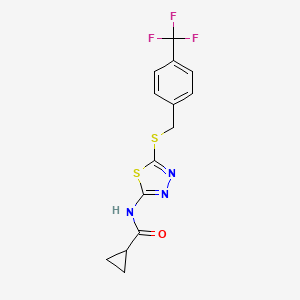 N-(5-((4-(trifluoromethyl)benzyl)thio)-1,3,4-thiadiazol-2-yl)cyclopropanecarboxamide