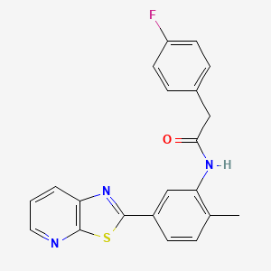 molecular formula C21H16FN3OS B2638854 2-(4-氟苯基)-N-(2-甲基-5-(噻唑并[5,4-b]吡啶-2-基)苯基)乙酰胺 CAS No. 896678-68-5