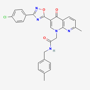 2-{3-[3-(4-chlorophenyl)-1,2,4-oxadiazol-5-yl]-7-methyl-4-oxo-1,4-dihydro-1,8-naphthyridin-1-yl}-N-[(4-methylphenyl)methyl]acetamide