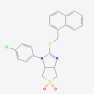 molecular formula C22H19ClN2O2S2 B263886 1-(4-chlorophenyl)-5,5-dioxido-3a,4,6,6a-tetrahydro-1H-thieno[3,4-d]imidazol-2-yl 1-naphthylmethyl sulfide 