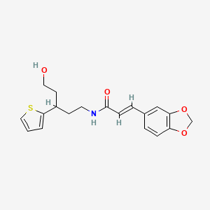 molecular formula C19H21NO4S B2638868 (E)-3-(benzo[d][1,3]dioxol-5-yl)-N-(5-hydroxy-3-(thiophen-2-yl)pentyl)acrylamide CAS No. 2035008-32-1