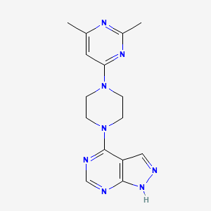 molecular formula C15H18N8 B2638882 4-[4-(2,6-Dimethylpyrimidin-4-yl)piperazin-1-yl]-1H-pyrazolo[3,4-d]pyrimidine CAS No. 2415520-24-8