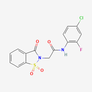 molecular formula C15H10ClFN2O4S B2638884 N-(4-chloro-2-fluorophenyl)-2-(1,1,3-trioxo-1,2-benzothiazol-2-yl)acetamide CAS No. 491640-71-2