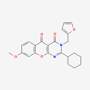 molecular formula C23H22N2O5 B2638885 2-环己基-3-（呋喃-2-基甲基）-8-甲氧基-3H-色烯并[2,3-d]嘧啶-4,5-二酮 CAS No. 896833-35-5