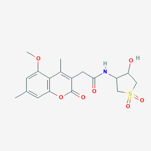 molecular formula C18H21NO7S B263889 N-(4-hydroxy-1,1-dioxidotetrahydro-3-thienyl)-2-(5-methoxy-4,7-dimethyl-2-oxo-2H-chromen-3-yl)acetamide 