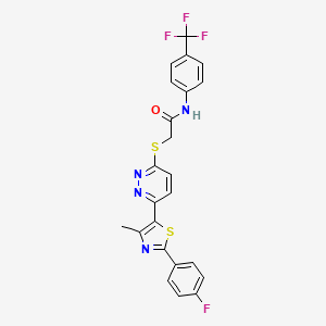 molecular formula C23H16F4N4OS2 B2638891 2-((6-(2-(4-fluorophenyl)-4-methylthiazol-5-yl)pyridazin-3-yl)thio)-N-(4-(trifluoromethyl)phenyl)acetamide CAS No. 923173-32-4