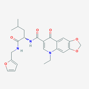 molecular formula C24H27N3O6 B263890 5-ethyl-N-(1-{[(2-furylmethyl)amino]carbonyl}-3-methylbutyl)-8-oxo-5,8-dihydro[1,3]dioxolo[4,5-g]quinoline-7-carboxamide 