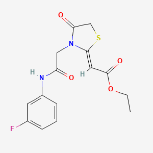 Ethyl 2-(3-{[(3-fluorophenyl)carbamoyl]methyl}-4-oxo-1,3-thiazolidin-2-ylidene)acetate