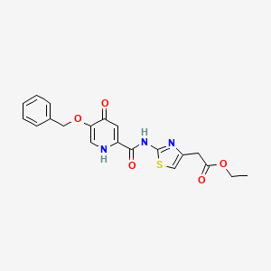 molecular formula C20H19N3O5S B2638909 Ethyl 2-(2-(5-(benzyloxy)-4-oxo-1,4-dihydropyridine-2-carboxamido)thiazol-4-yl)acetate CAS No. 1021213-02-4